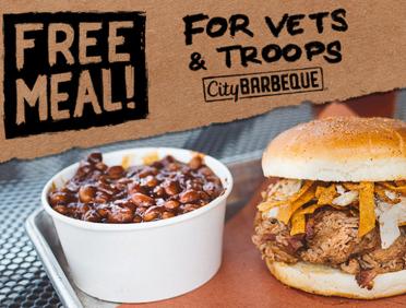 City Barbeque free meal for veterans and troops