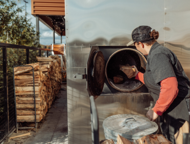 Loading up the smoker